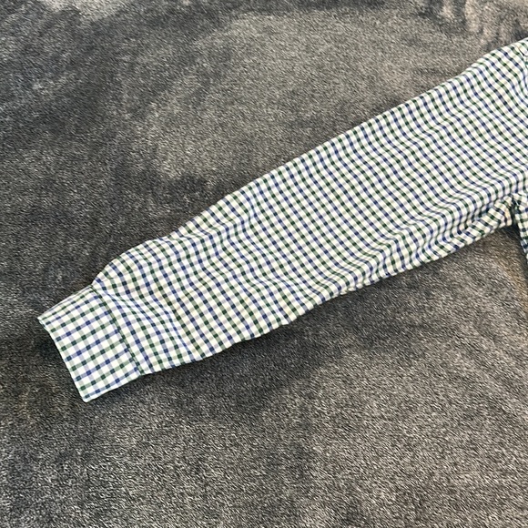 Polo by Ralph Lauren Classic Fit Dress Shirt. White/Blue/Green Cross Pattern - Picture 4 of 9